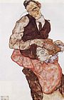 Egon Schiele Canvas Paintings - Courting couple